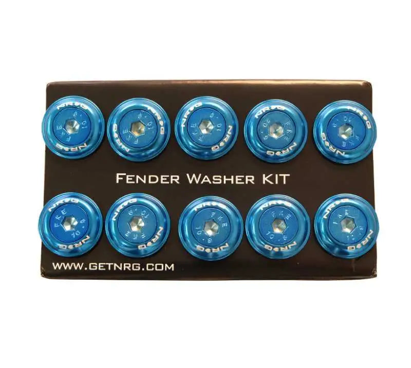 NRG NRG Fender Washer Kit w/Color Matched M6 Bolt Rivets For Plastic (Blue) - Set of 10