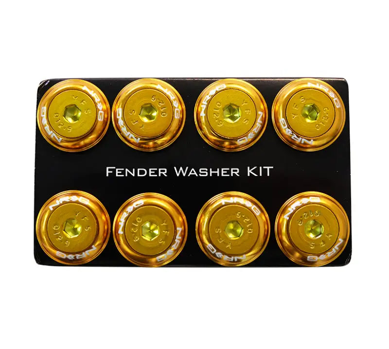 Gold NRG Fender Washer Kit with Color Matched M8 Bolt Rivets for Plastic Cars