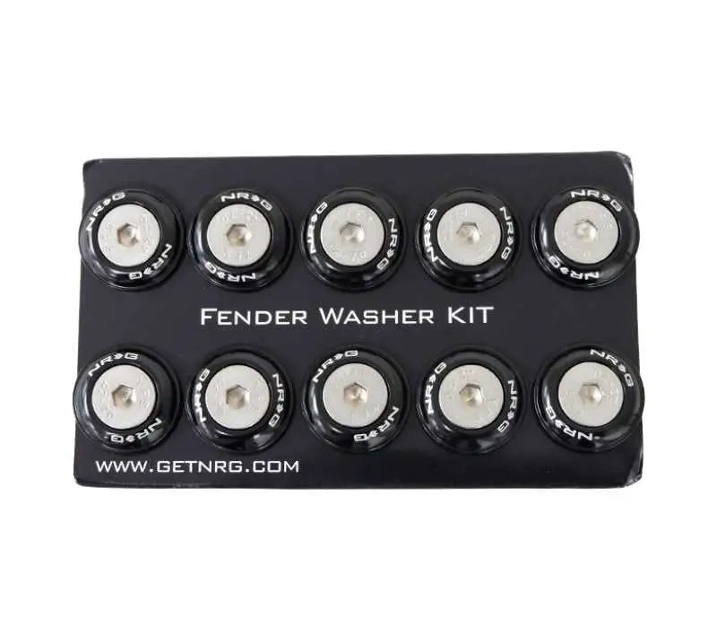 NRG Fender Washer Kit w/Rivets For Plastic (Black) - Set of 10 