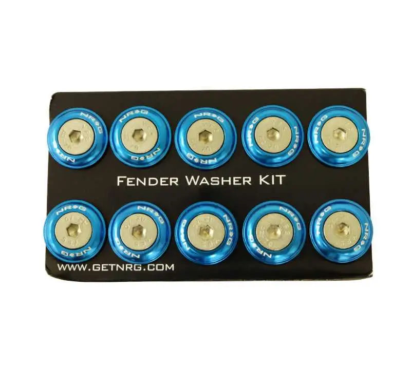 NRG NRG Fender Washer Kit w/Rivets For Plastic (Blue) - Set of 10