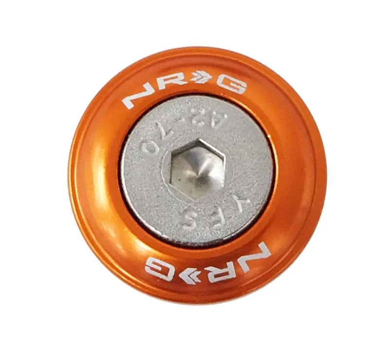 Orange metal fender washer cap with silver center for NRG Fender Washer Kit