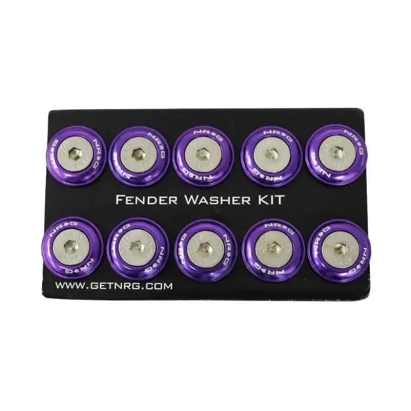 NRG Fender Washer Kit w/Rivets For Plastic (Purple) - Set of 10 