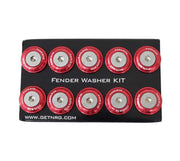 NRG NRG Fender Washer Kit w/Rivets For Plastic (Red) - Set of 10