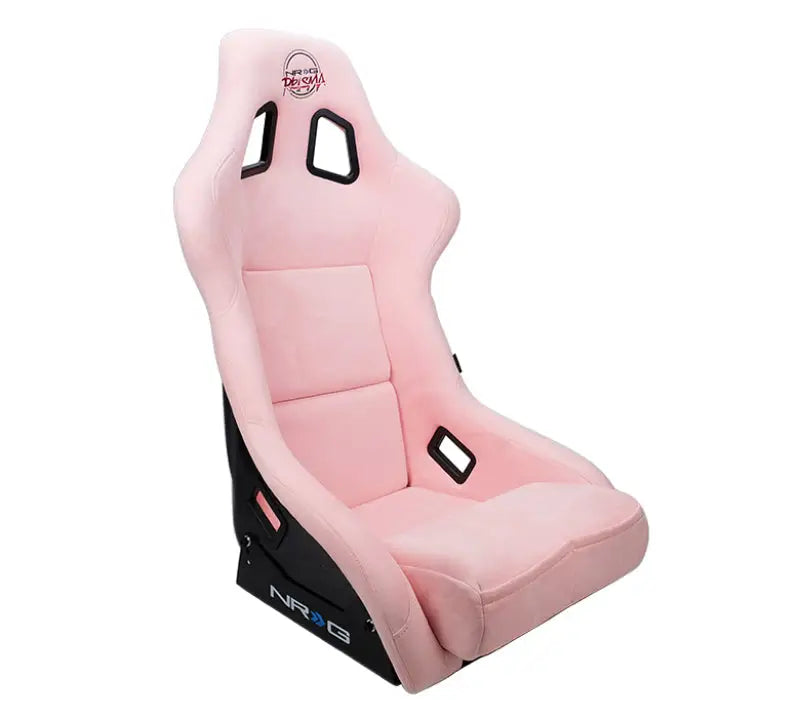 Pink NRG FRP bucket seat with pearlized back and Pink Alcantara for racing fun