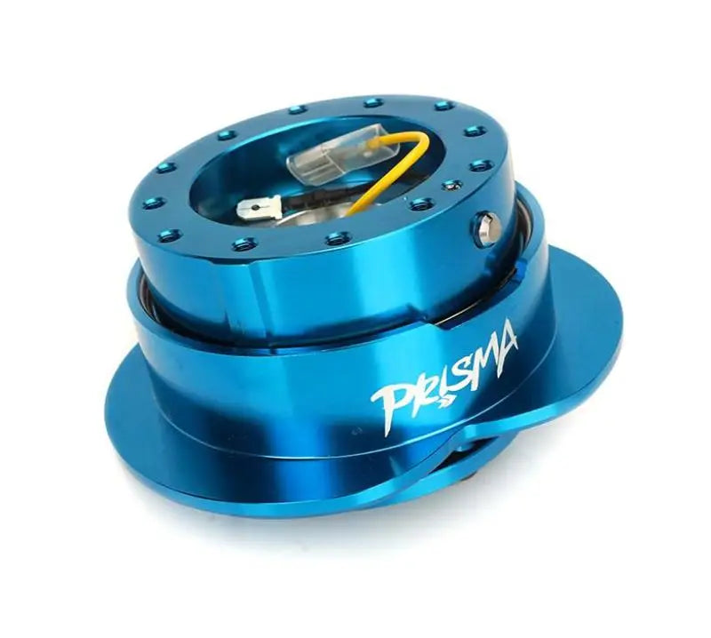 Blue quick release steering wheel hub from NRG Heart Quick Release Kit Gen 143
