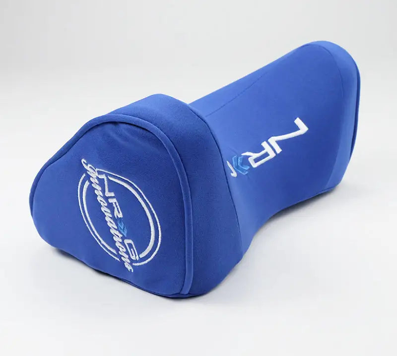 Blue padded headrest on NRG Memory Foam Neck Pillow for comfy seat support