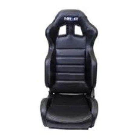 Black NRG reclinable sport seats with white stitching and logo perfect for racers