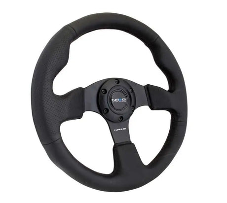 NRG Reinforced Steering Wheel (320mm) Black Leather w/Black Stitching 