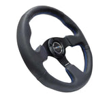 NRG Reinforced Steering Wheel (320mm) Black Leather w/Blue Stitching 