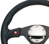 NRG Reinforced Steering Wheel (320mm) Blk Leather w/Dual Buttons 