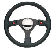 NRG NRG Reinforced Steering Wheel (320mm) Blk Leather w/Dual Buttons