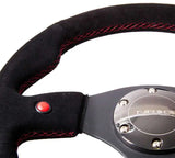 NRG Reinforced Steering Wheel (320mm) Blk Suede w/Dual Buttons 
