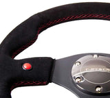 NRG Reinforced Steering Wheel (320mm) Blk Suede w/Dual Buttons 