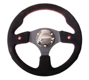 NRG NRG Reinforced Steering Wheel (320mm) Blk Suede w/Dual Buttons