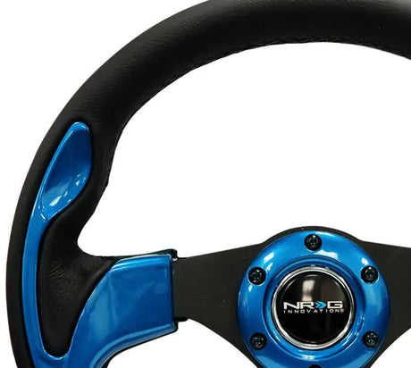 NRG Reinforced Steering Wheel (320mm) Blk w/Blue Trim 