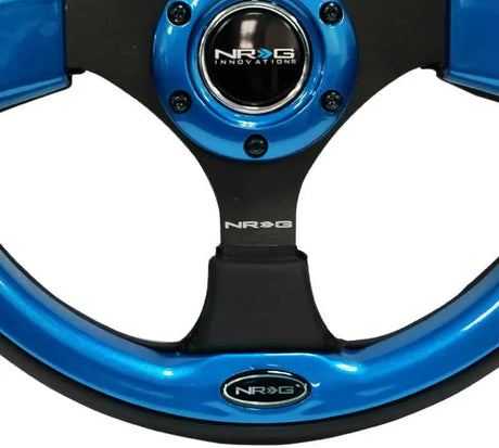 NRG Reinforced Steering Wheel (320mm) Blk w/Blue Trim 
