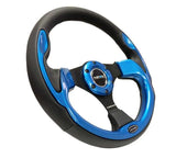 NRG Reinforced Steering Wheel (320mm) Blk w/Blue Trim 