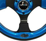 NRG Reinforced Steering Wheel (320mm) Blk w/Blue Trim 