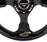 NRG Reinforced Steering Wheel (320mm) Blk w/Gloss Black Trim 