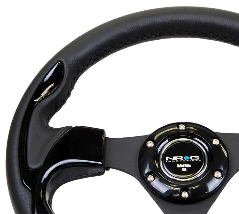 NRG Reinforced Steering Wheel (320mm) Blk w/Gloss Black Trim 