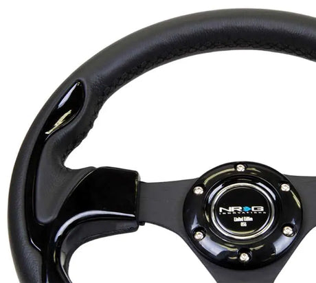 NRG Reinforced Steering Wheel (320mm) Blk w/Gloss Black Trim 
