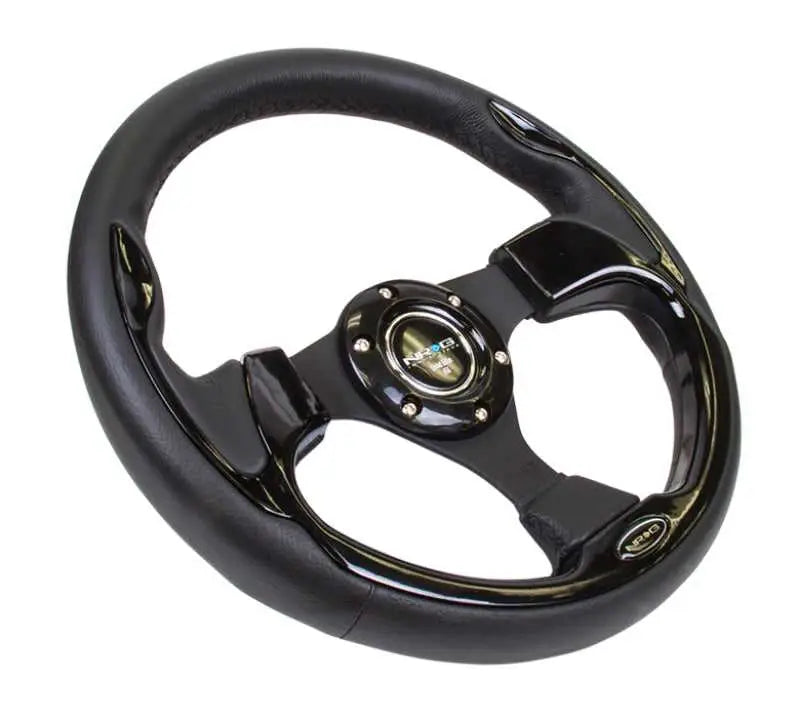 NRG Reinforced Steering Wheel (320mm) Blk w/Gloss Black Trim 