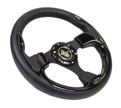 NRG Reinforced Steering Wheel (320mm) Blk w/Gloss Black Trim 