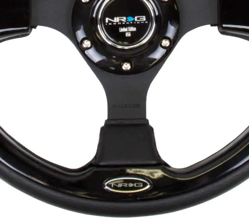 NRG Reinforced Steering Wheel (320mm) Blk w/Gloss Black Trim 