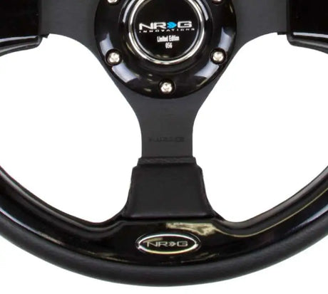 NRG Reinforced Steering Wheel (320mm) Blk w/Gloss Black Trim 