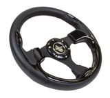 NRG Reinforced Steering Wheel (320mm) Blk w/Gloss Black Trim 