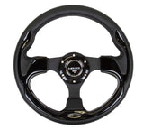 NRG Reinforced Steering Wheel (320mm) Blk w/Gloss Black Trim 