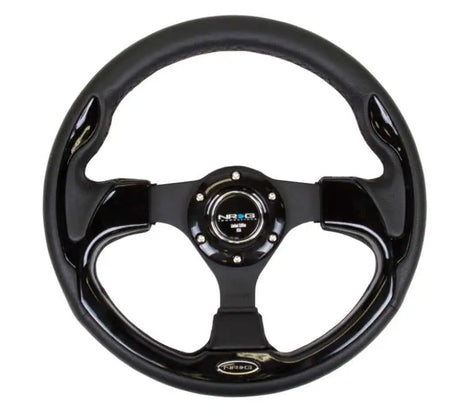 NRG Reinforced Steering Wheel (320mm) Blk w/Gloss Black Trim 