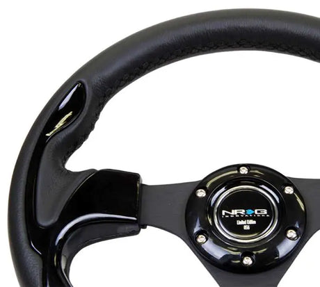 NRG Reinforced Steering Wheel (320mm) Blk w/Gloss Black Trim 