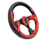 NRG Reinforced Steering Wheel (320mm) Blk w/Red Trim & 5mm 3-Spoke 