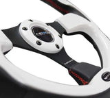 NRG Reinforced Steering Wheel (320mm) Blk w/White Trim & 4mm 3-Spoke 