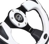 NRG Reinforced Steering Wheel (320mm) Blk w/White Trim & 4mm 3-Spoke 