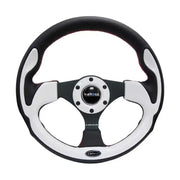 NRG NRG Reinforced Steering Wheel (320mm) Blk w/White Trim & 4mm 3-Spoke