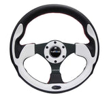 NRG Reinforced Steering Wheel (320mm) Blk w/White Trim & 4mm 3-Spoke 