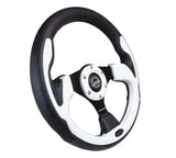 NRG Reinforced Steering Wheel (320mm) Blk w/White Trim & 4mm 3-Spoke 