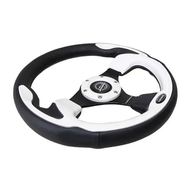 NRG Reinforced Steering Wheel (320mm) Blk w/White Trim & 4mm 3-Spoke 