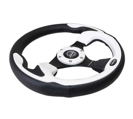 NRG Reinforced Steering Wheel (320mm) Blk w/White Trim & 4mm 3-Spoke 