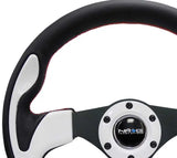 NRG Reinforced Steering Wheel (320mm) Blk w/White Trim & 4mm 3-Spoke 
