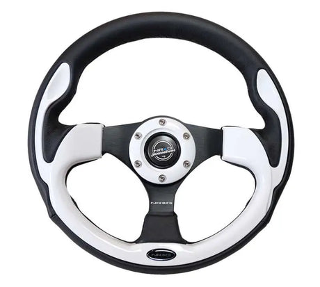 NRG Reinforced Steering Wheel (320mm) Blk w/White Trim & 4mm 3-Spoke 