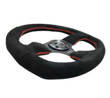 NRG Reinforced Steering Wheel (320mm Horizontal / 330mm Vertical) Suede w/Red Stitch 