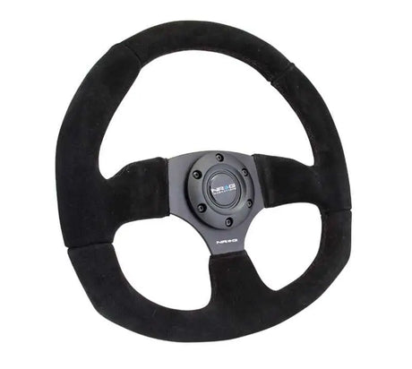 NRG Reinforced Steering Wheel (320mm Horizontal / 330mm Vertical) Black Suede w/Black Stitching 