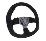 NRG Reinforced Steering Wheel (320mm Horizontal / 330mm Vertical) Black Suede w/Black Stitching 