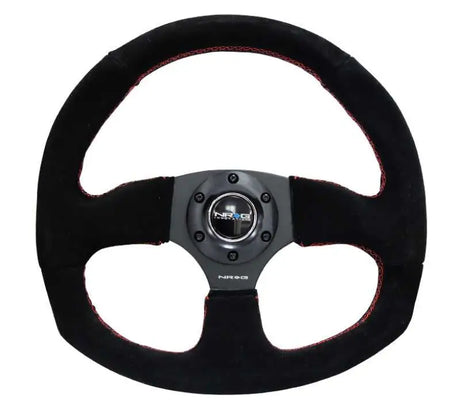 NRG NRG Reinforced Steering Wheel (320mm Horizontal / 330mm Vertical) Suede w/Red Stitch