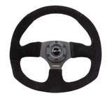 NRG Reinforced Steering Wheel (320mm Horizontal / 330mm Vertical) Black Suede w/Black Stitching 