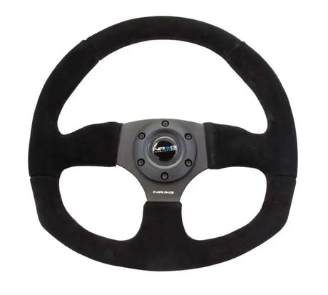 NRG Reinforced Steering Wheel (320mm Horizontal / 330mm Vertical) Black Suede w/Black Stitching 