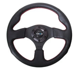 NRG Reinforced Steering Wheel (320mm) Leather w/Red Stitch - Truck & Automotive